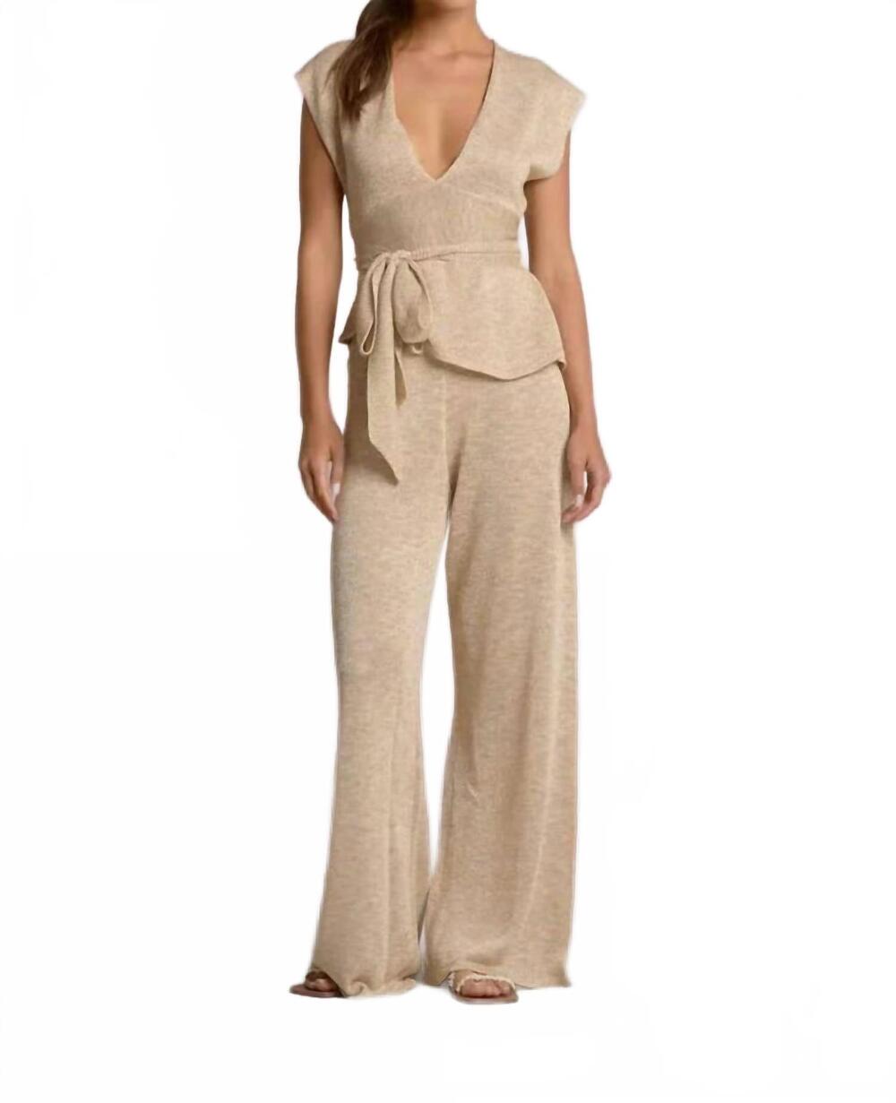 NEW ELAN kaui wide leg pant in beige